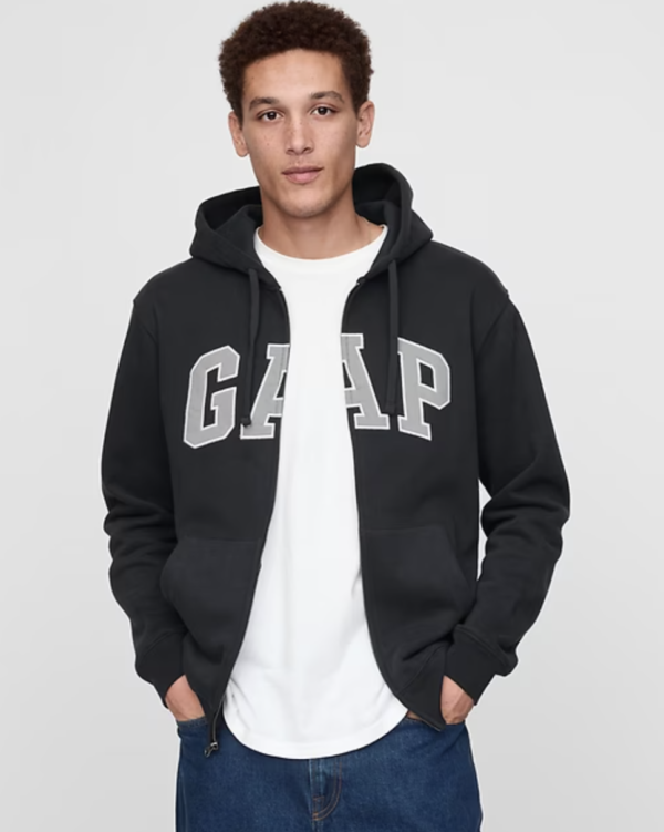 Gap - Vintage Soft Arch Logo Zipped Hoodie -men - black