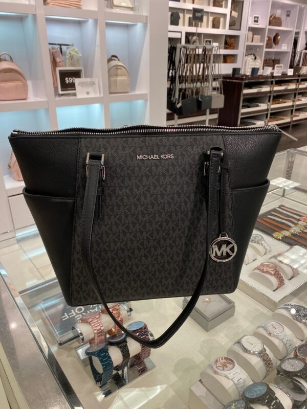 MK - Charlotte Signature Large Zipped Tote - black