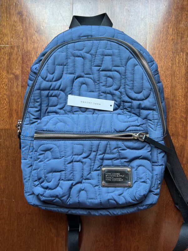 MJ - Quilted Large Nylon Backpack - Azue Blue