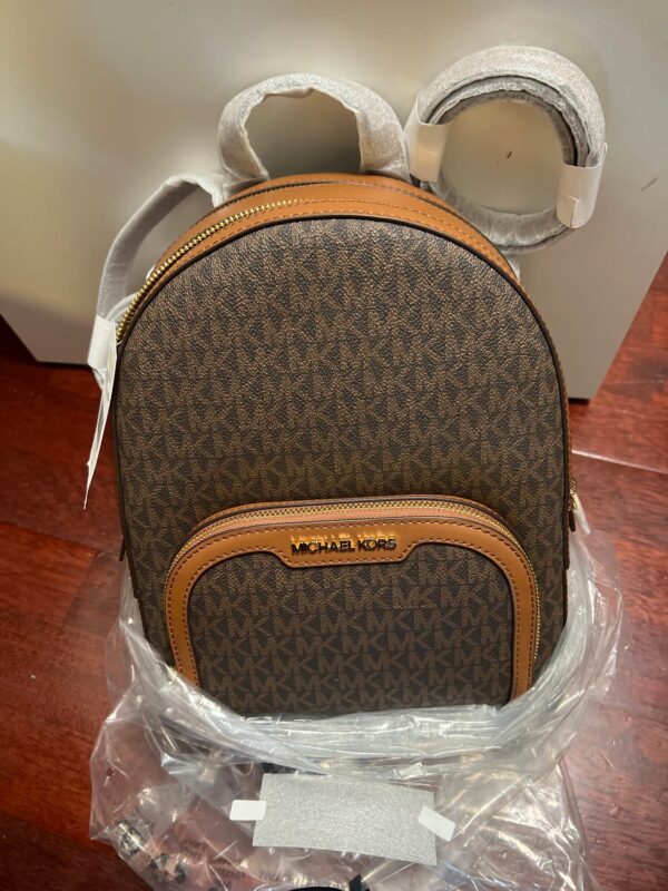 MK - Jaycee  Medium Zip Pocket Backpack - Brown Signature