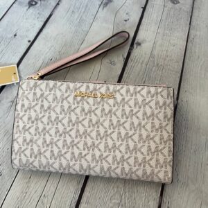 MK - Double zipped wristlet signature - Powder Blush